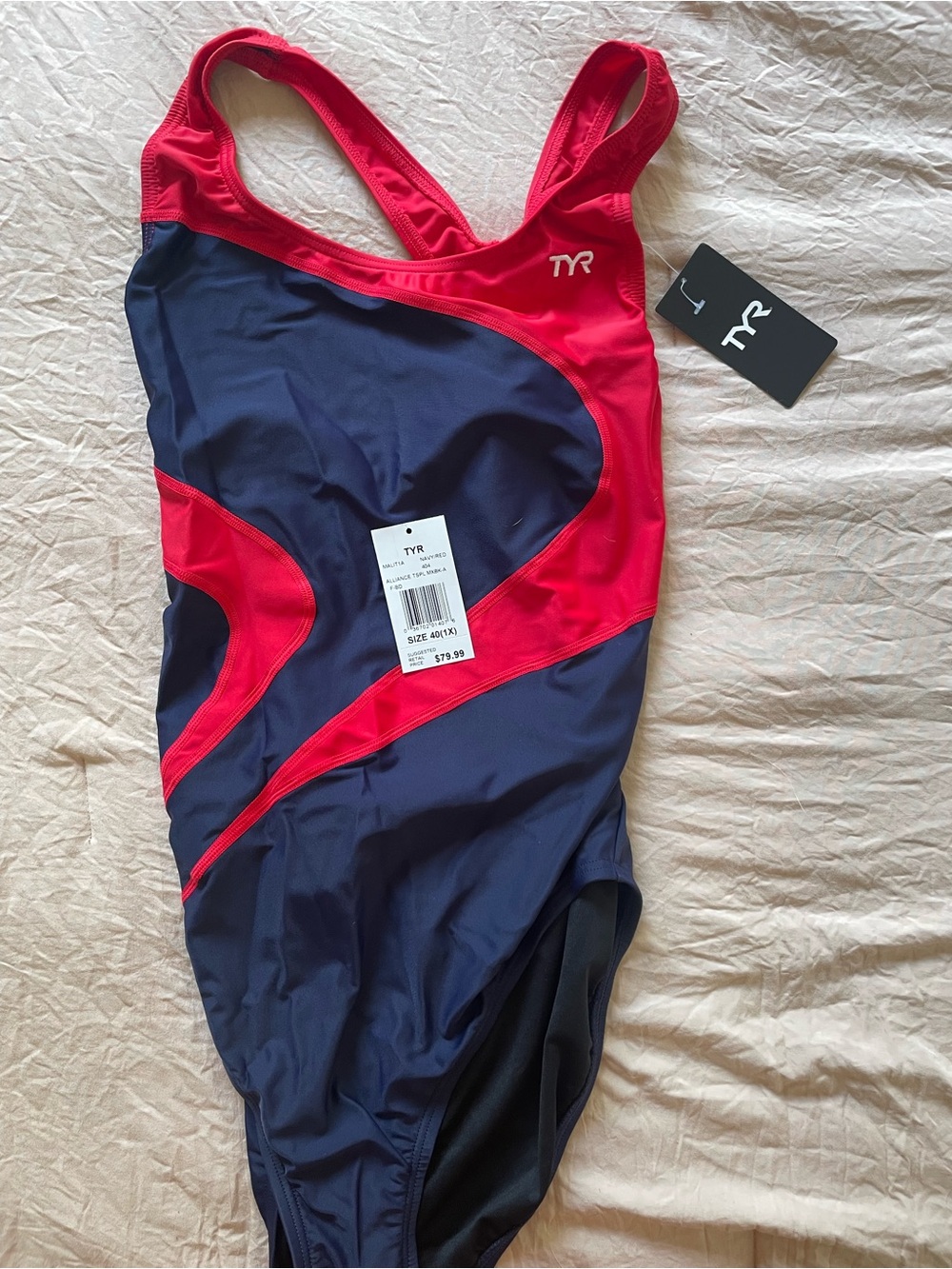 TYR Navy and Red Athletic Swim One-Piece